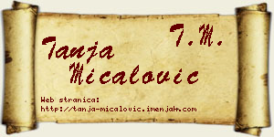 Tanja Mićalović vizit kartica